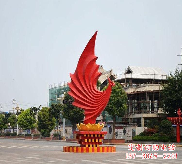 天津城市街边不锈钢凤凰雕塑