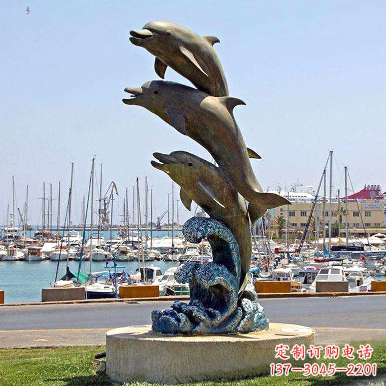 天津海豚铜雕塑传承海洋文化
