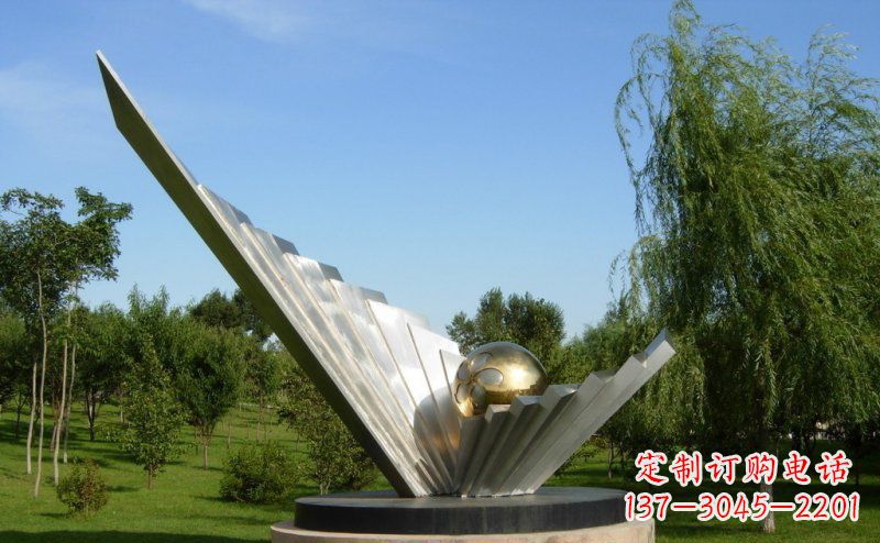 天津抽象贝壳和明珠公园不锈钢雕塑