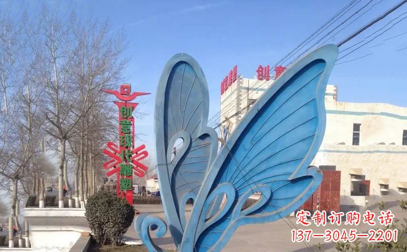 天津抽象不锈钢蝴蝶雕塑把美丽永久定格