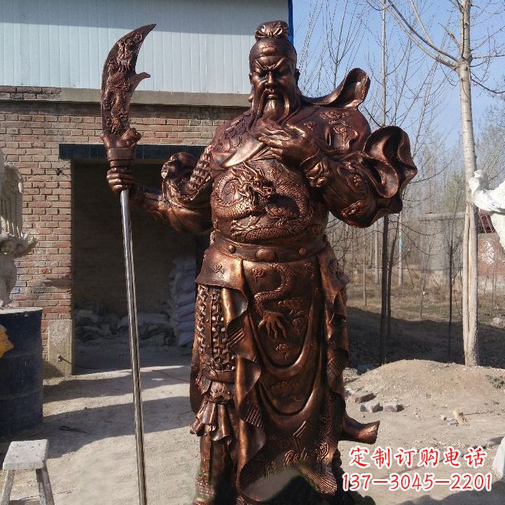 天津铸造巍然屹立的关公雕像