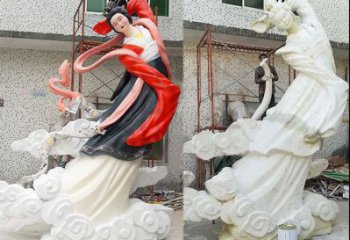 天津神话中的嫦娥玻璃钢彩绘雕塑