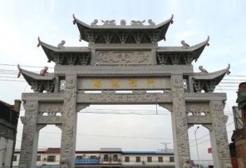 天津以城市街道为主题的仿古石雕牌楼