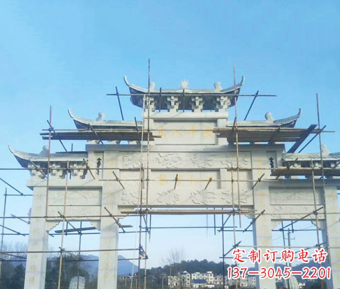 天津大理石三门牌坊雕塑