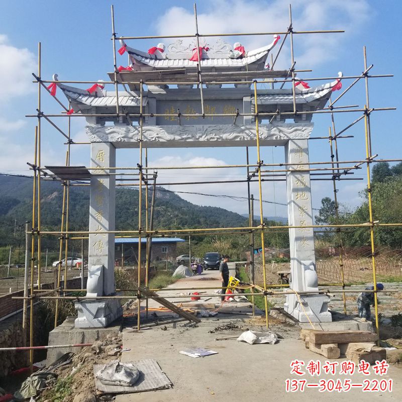 天津村庄石牌坊雕塑传承民间文化