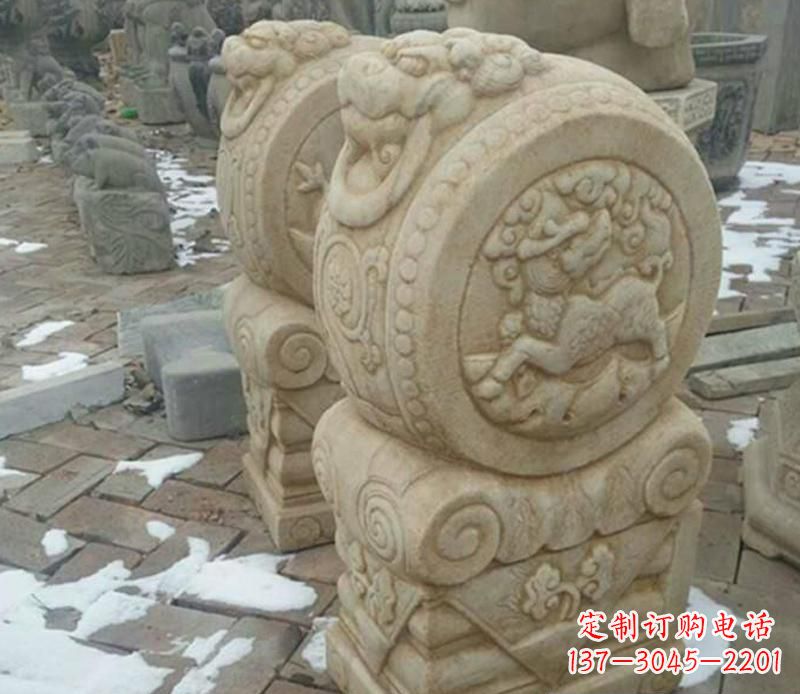 天津大理石抱鼓公园门墩雕塑——精美雕刻展现灵动之美