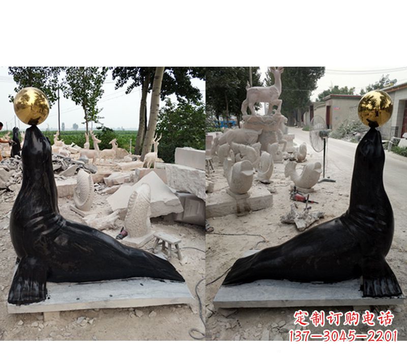 天津大理石海豹雕塑