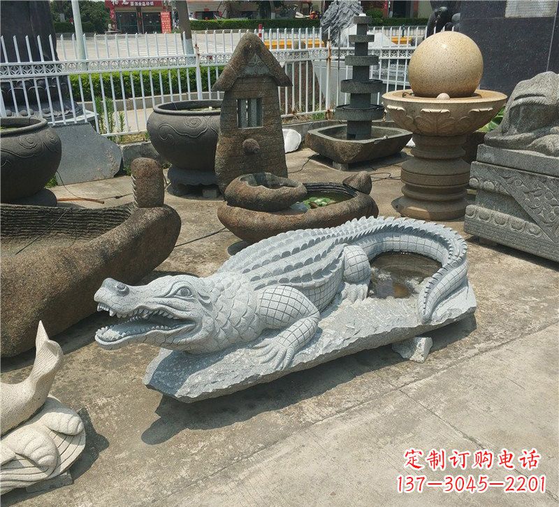 天津动物雕塑大理石鳄鱼