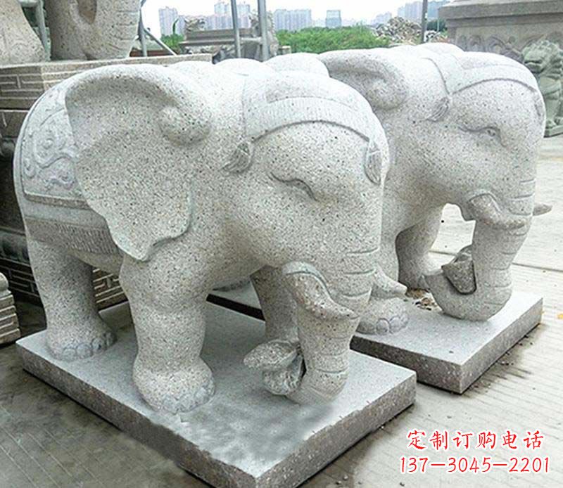 天津大理石制作的精美招财大象雕塑