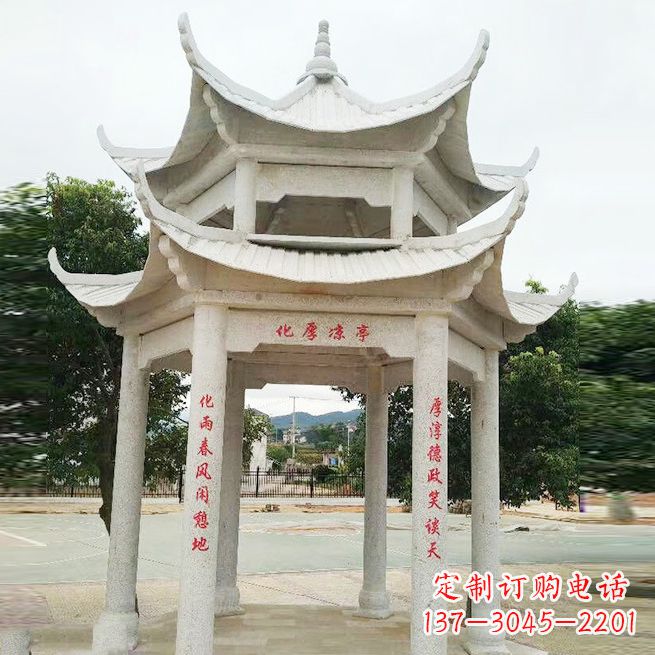 天津大理石凉亭双层雕塑