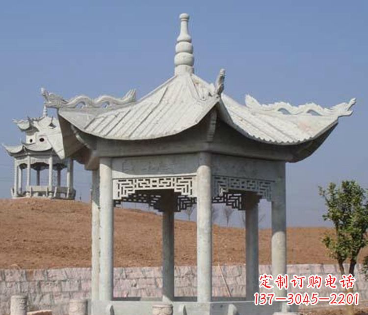天津精美大理石六角凉亭石雕