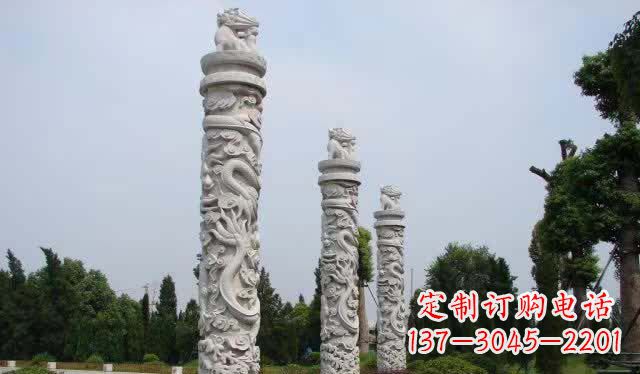 天津精美大理石龙柱雕塑