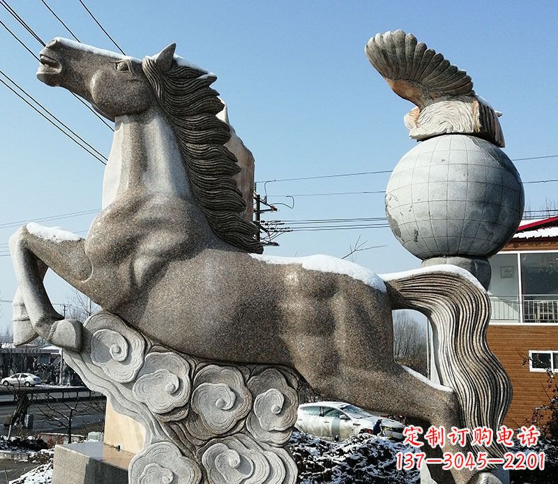 天津大理石马踏祥云石雕