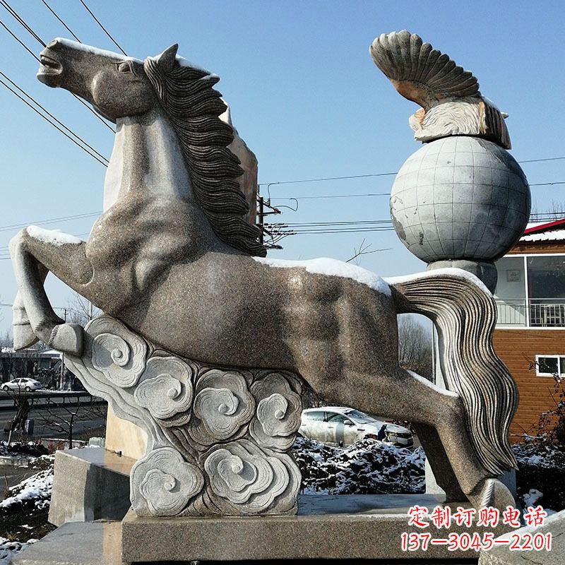 天津大理石马踏祥云雕塑