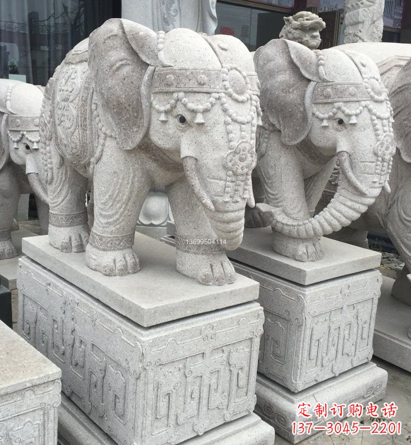 天津精美绝伦的大理石门口大象雕塑