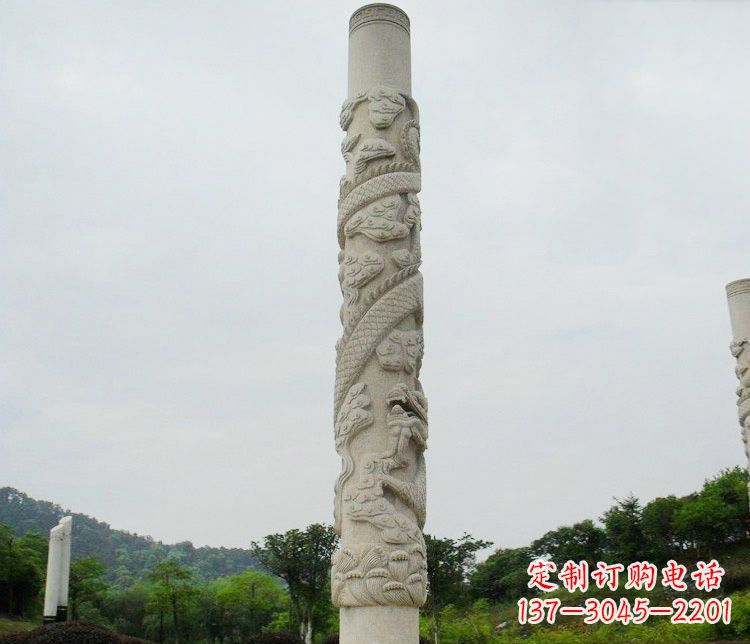 天津大理石盘龙柱雕塑