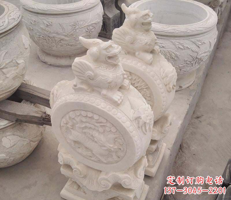 天津大理石貔貅抱鼓石雕塑