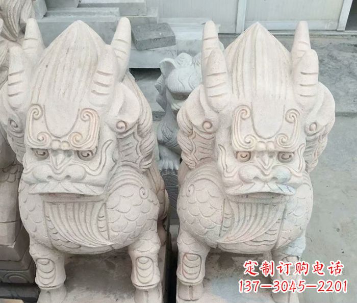 天津大理石麒麟古代神兽石雕_1