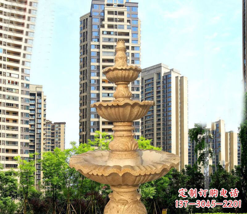 天津大理石三层喷泉公园石雕 (2)