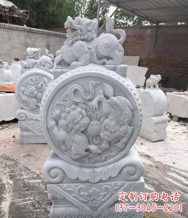 天津大理石狮子抱鼓石雕塑