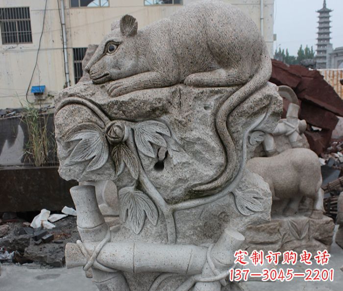 天津大理石生肖鼠石雕