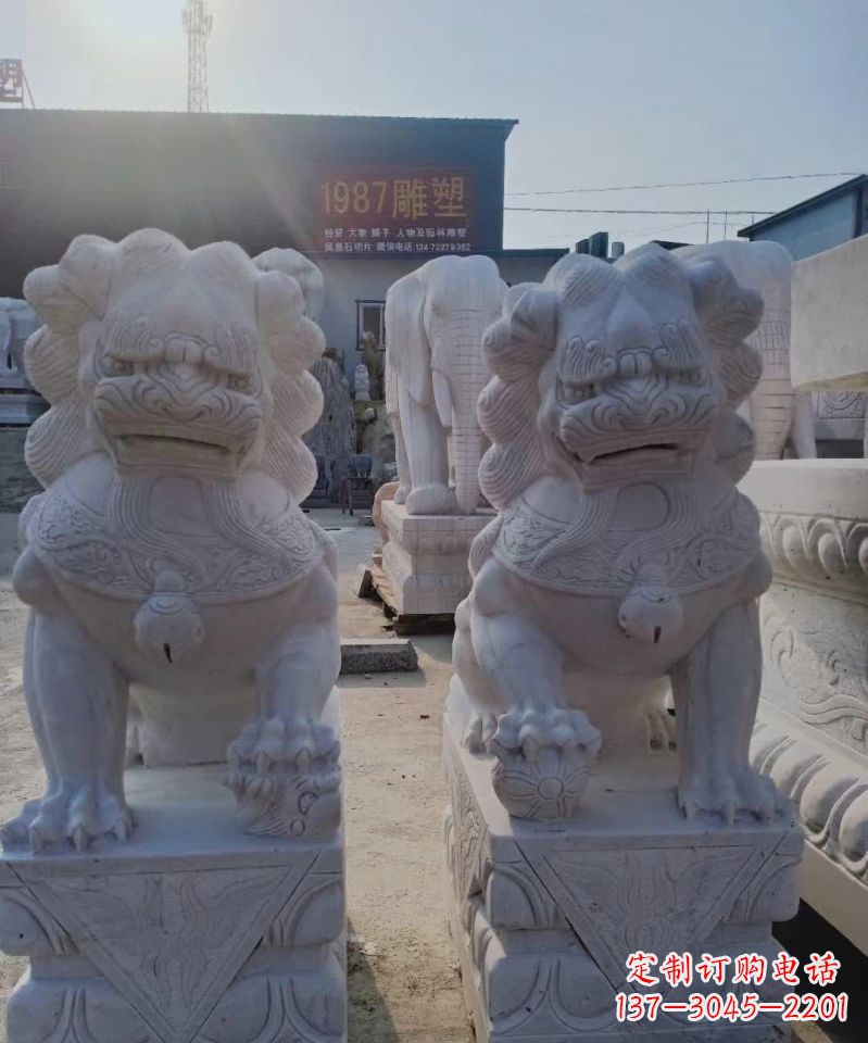 天津大理石狮子雕塑,象征威严