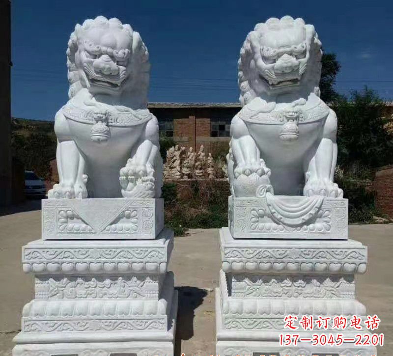 天津大理石狮子石雕,雕塑定制精美狮子