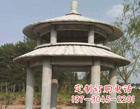 天津大理石双层圆顶凉亭石雕