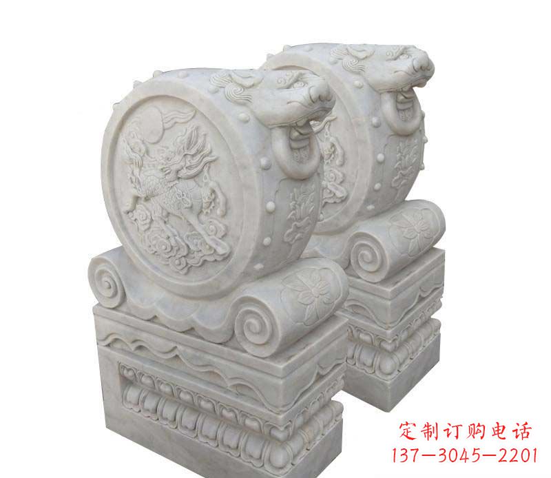 天津大理石狮子头门墩雕塑