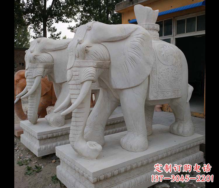 天津大理石大象雕塑,招财进宝