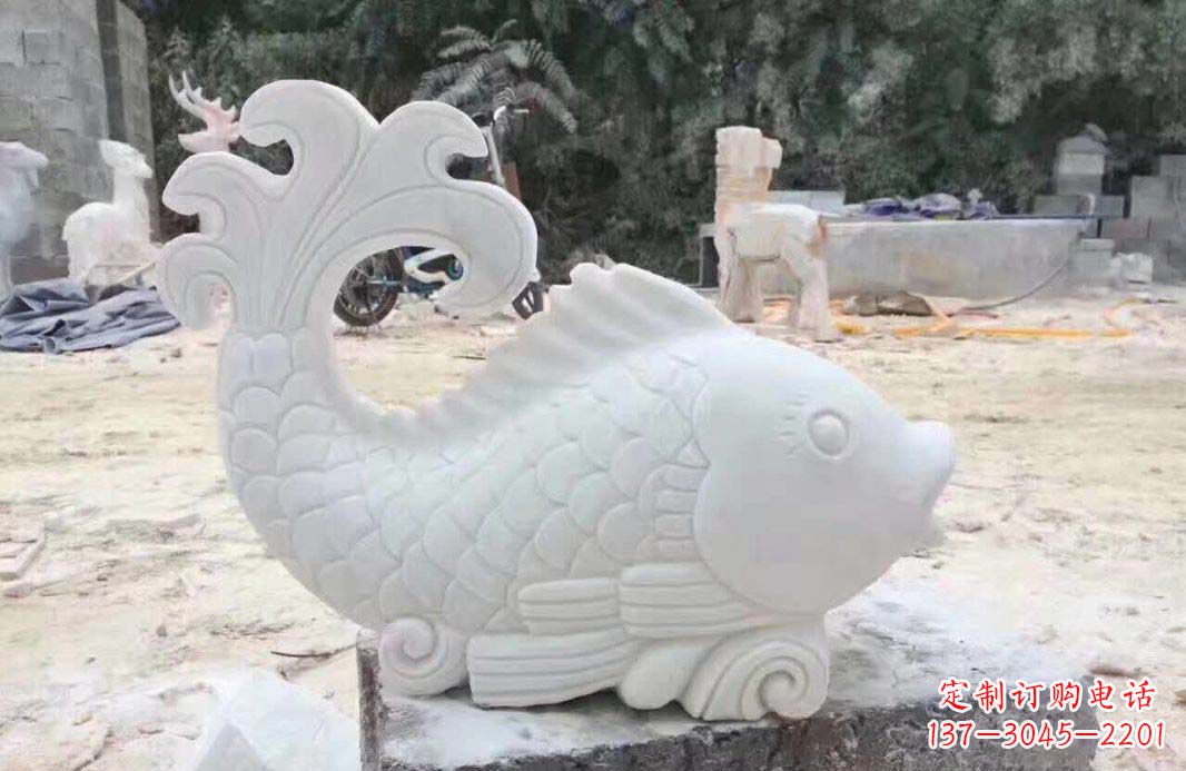 天津大理石鱼喷泉雕塑装置
