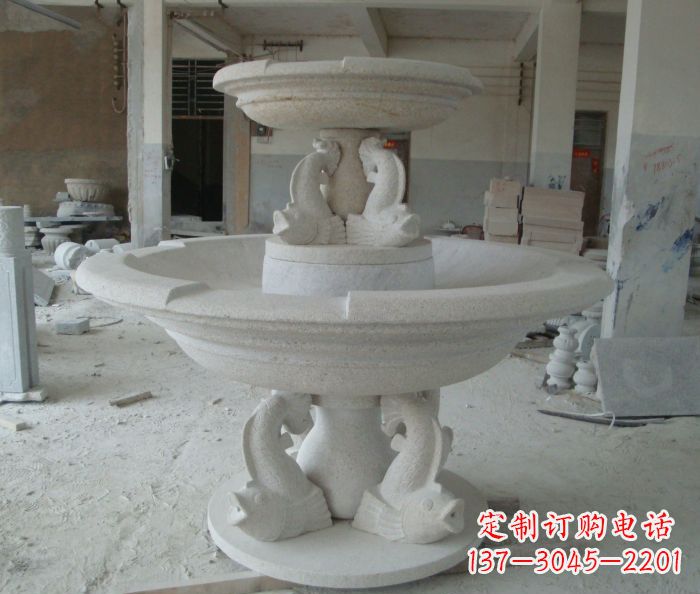 天津高端大理石双层喷泉雕塑