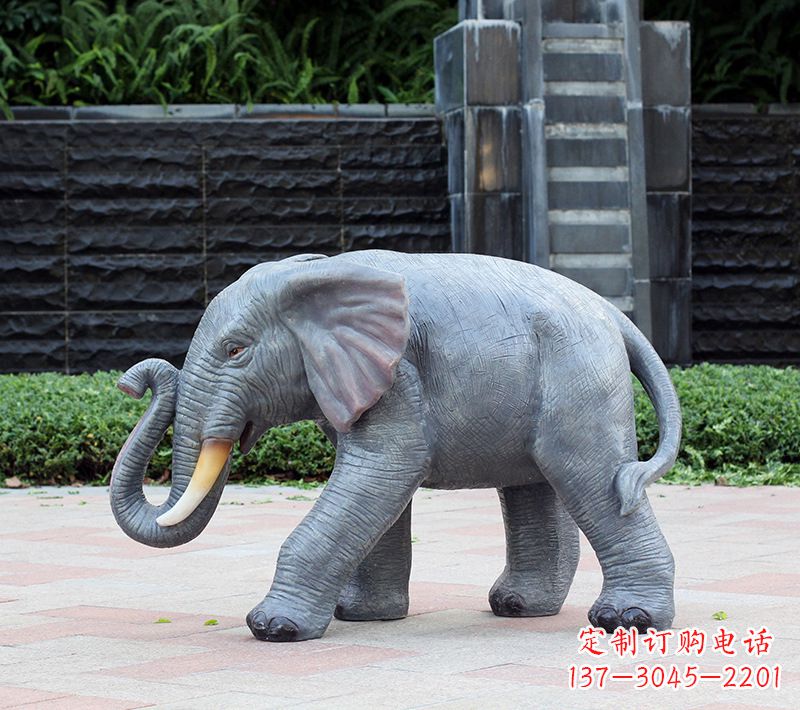 天津精美大象石雕