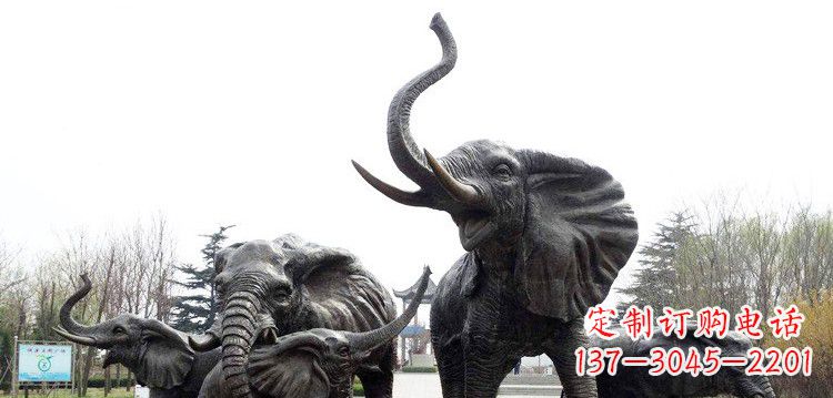 天津大象群铜雕景观