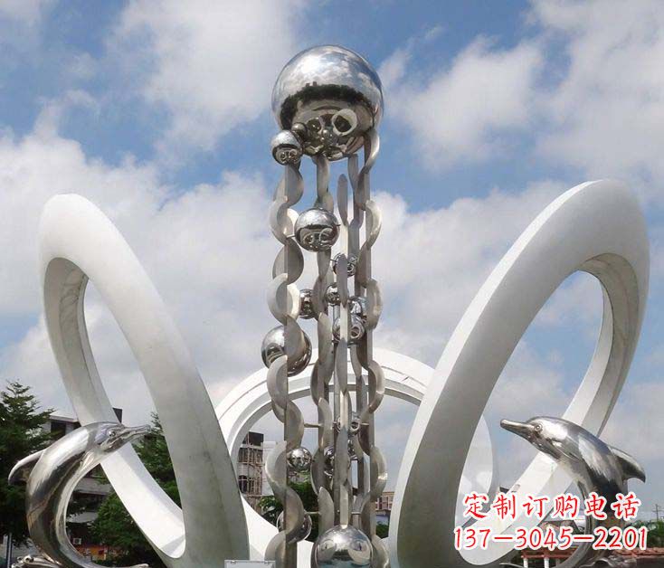 天津精致不锈钢海豚雕塑