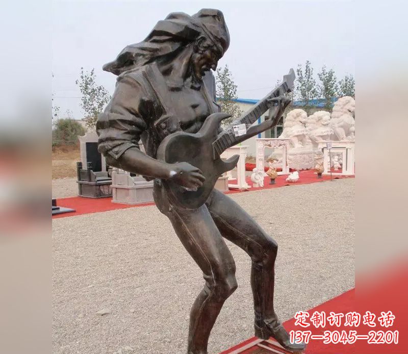 天津弹吉他广场小品人物铜雕