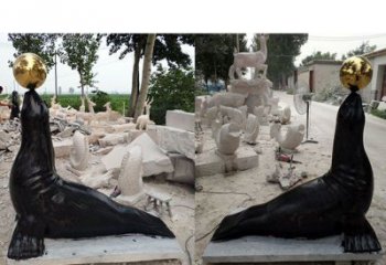 天津大理石海豹雕塑