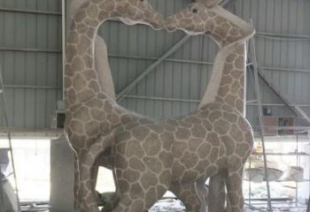 天津大理石艺术精美长颈鹿雕塑