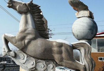 天津大理石马踏祥云石雕