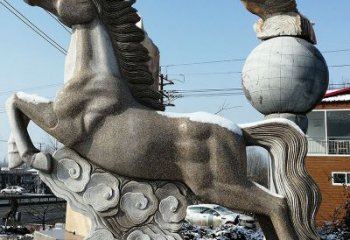天津大理石马踏祥云雕塑