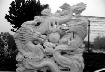 天津精美大理石双龙雕塑