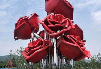 天津精美不锈钢玫瑰花景观雕塑