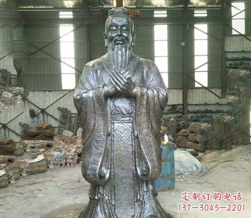天津锻铜校园老子人物雕塑,铸就永恒的追求