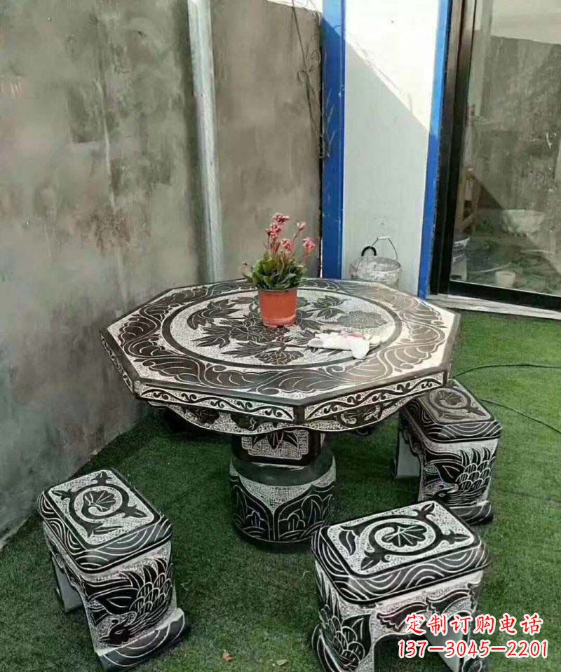 天津多边形石头桌凳雕塑