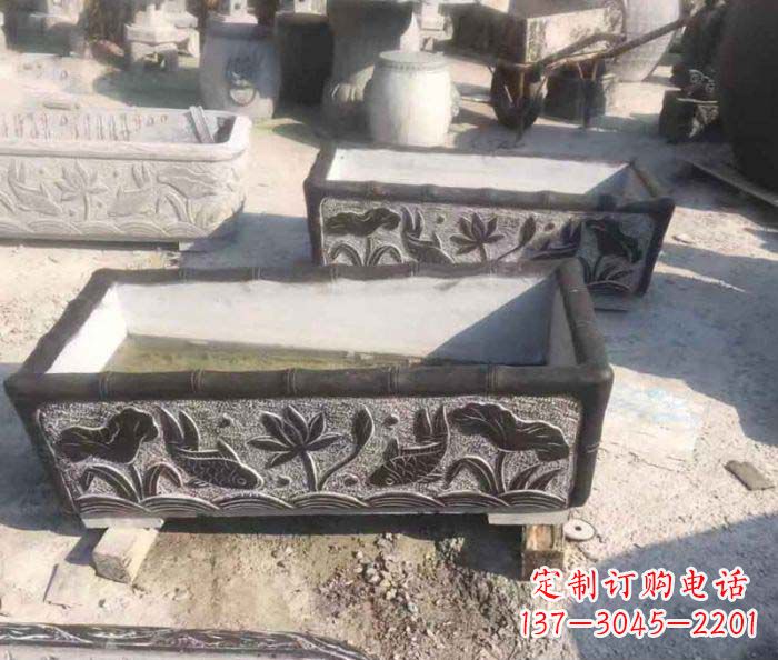 天津精美仿古石水缸雕塑