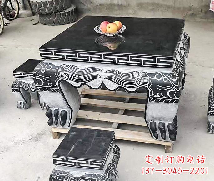 天津中领雕塑方形仿古石桌凳