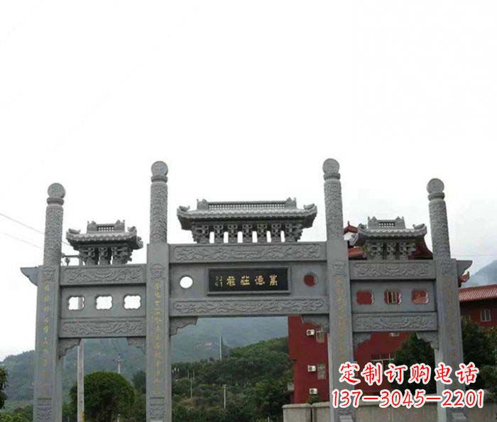 天津仿古道路三门石牌坊