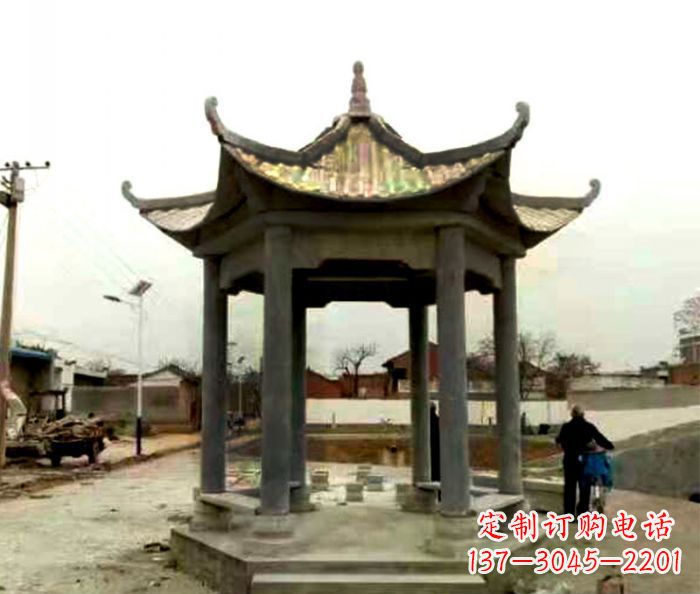 天津仿古六角凉亭石雕 (3)