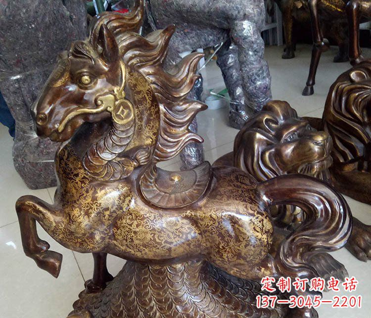 天津仿古马到成功铜雕塑摆件