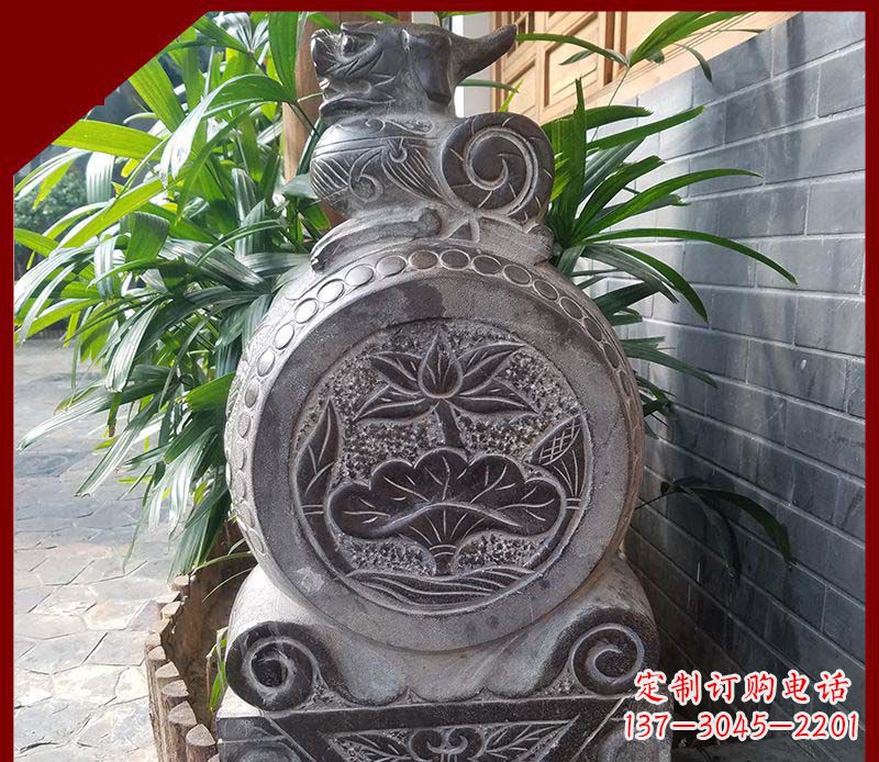 天津仿古貔貅抱鼓石招财镇宅门墩石雕